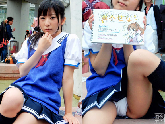 C92夏コミでレイヤー蜜木せなが冴えカノ加藤恵コスで白パンチラ