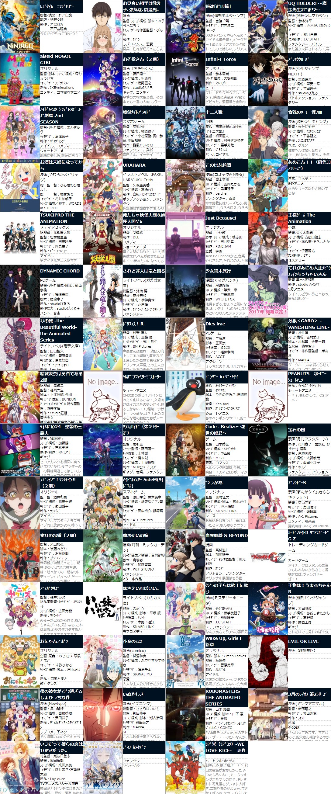 2017年 秋アニメ 最新情報 一覧表 各作品についてネットの反応