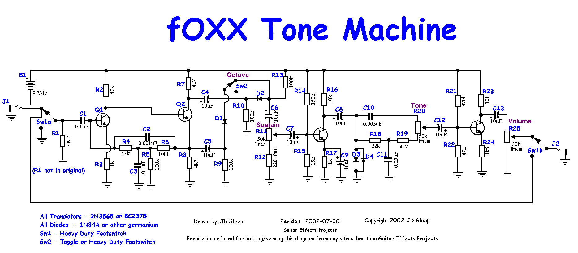 Foxx Tone Machine breadboard. Something popped, what?